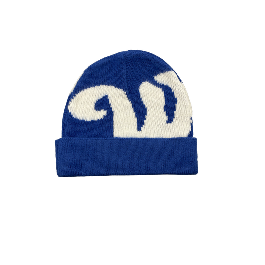 'WYV?' BRUSHED KNIT BEANIE - ROYALTY BLUE
