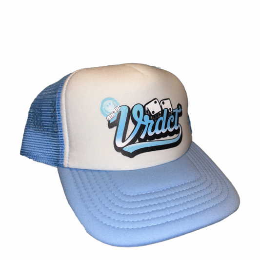 'HAPPY HUSTLERS' TRUCKER CAP BABY BLUE